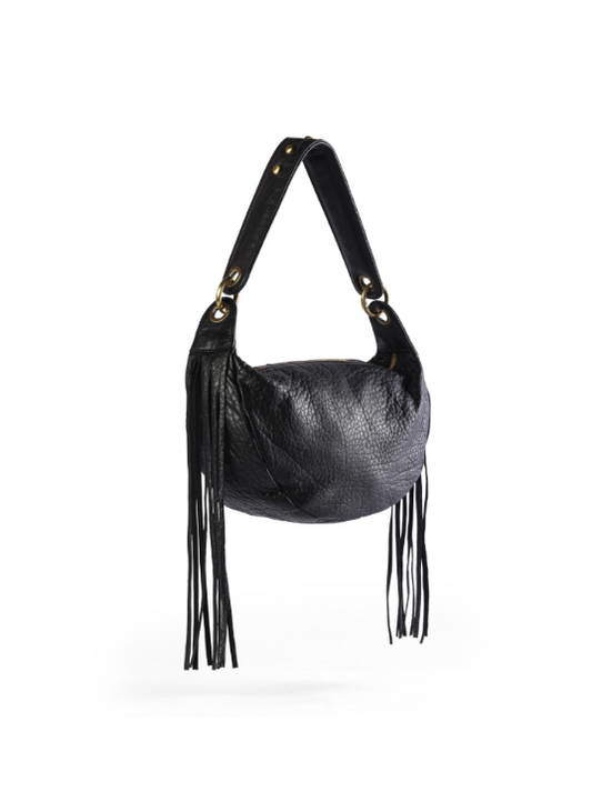 Mini sac porté épaule | ZOE VERSION FOLK BUBBLE BLACK